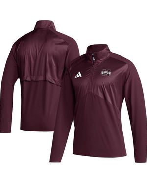 adidas Mississippi State Bulldogs Sideline Aeroready Raglan Sleeve Quarter-zip Jacket - Purple