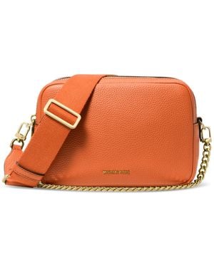 Michael Kors Michael Bryant Medium Leather Double Zip Chain Camera Crossbody - Orange