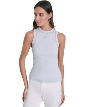DKNY Studded Crewneck Tank - White