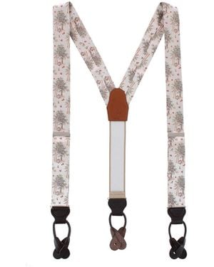 Trafalgar Fall Apple Orchard Silk Novelty Button End Suspenders - White