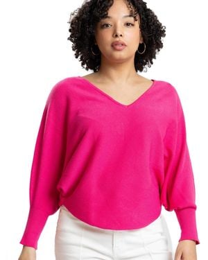 Caldwell Collection Jennifer V-neck Dolman Sleeve Sweater - Pink