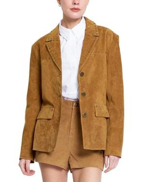 Central Park West Odessa Studded-leather Boyfriend Blazer - Brown