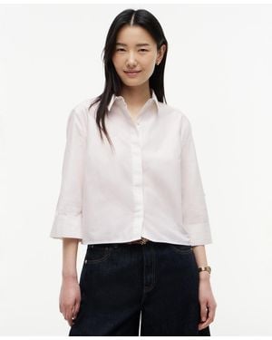 Tommy Hilfiger Cropped Collared Roll-tab Cotton Shirt - White