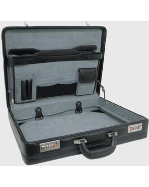 Alpine Swiss Briefcase Expandable Genuine Leather Attache Briefcase - Gray