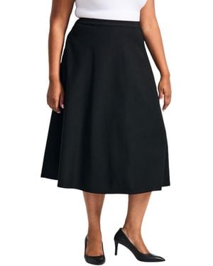 Avenue Plus Size Jada Ponte Swing Skirt - Black