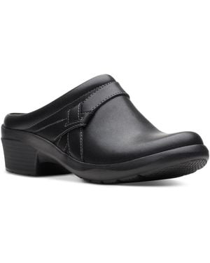 Clarks Leather Slip-on Clogs - Black