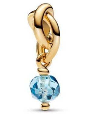 PANDORA 14k Gold Plated Faceted Eternity Circle Dangle Charm - Blue