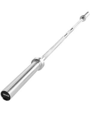 SUGIFT 6ft Barbell Bar 2-inch Olympic Weight Bar Chrome Knurled Grip 500 Lb Capacity - Metallic