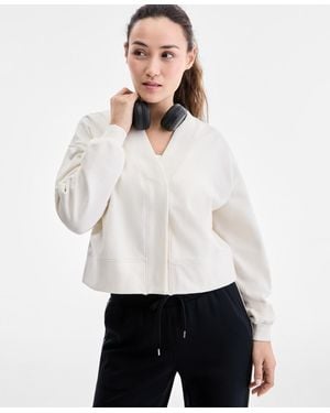 ID Ideology Fleece Cropped Cardigan - White