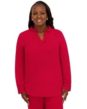 Kasper V-neck Long-sleeve Top - Red