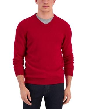 Club Room 100% Cashmere V-neck Sweater - Red