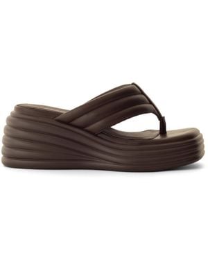 Therapy Australia Flames Square Toe Wide Wedge Sandal - Brown