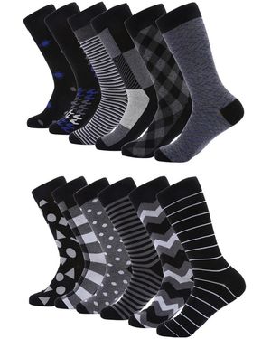 Mio Marino Smooth Dress Crew Socks 12 Pack - Black