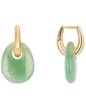 Macy's Plated Green Aventurine Hoop Drop Earrings