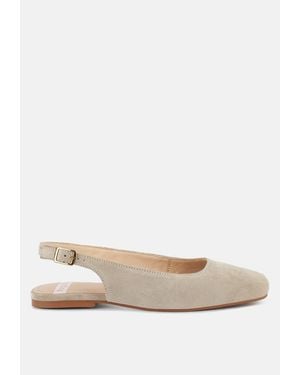 Rag & Co Sozani Genuine Suede Leather Slingback Flats - White