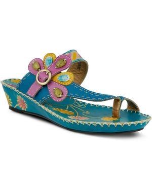 L'ARTISTE Spring Step Santorini Wedge Toe Ring Sandal - Blue