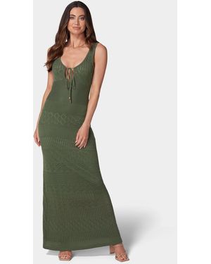 Bebe Crochet Maxi Tank Dress - Green