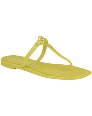 Calvin Klein Edhen Slip On Flip Flop T-Strap Sandals - Yellow