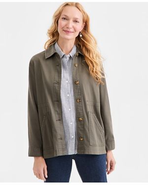 Style & Co. Collared Utility Jacket - Brown