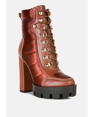 LONDON RAG Dacia Rhinestones Strap Satin Calf Boots - Black