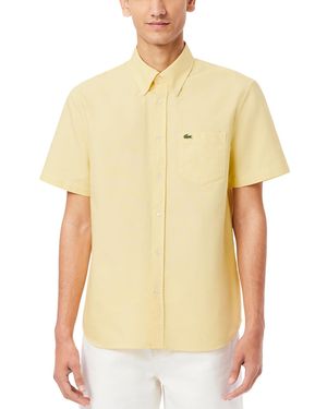 Lacoste Short Sleeve Button-down Oxford Shirt - Yellow