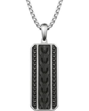 Bulova Silver-tone Stainless Steel Black Spinel Link Necklace - White