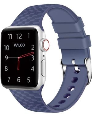 Waloo Carbon Fiber Silicone Replacement Band For Apple Watch - Blue
