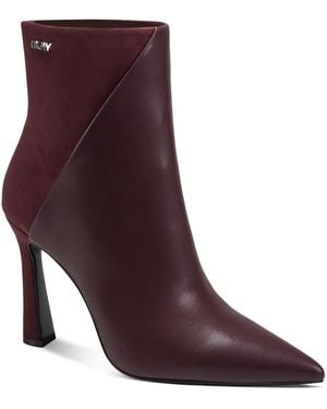 DKNY Christabel Zipper Heeled Booties - Purple
