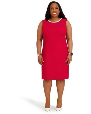 Kasper Princess Seam Midi Dress - Red