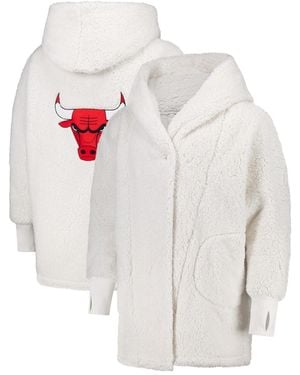 Jill Martin And The Best Lounger In The World Chicago Bulls Oversized Open-front Hoodie Sweater - White