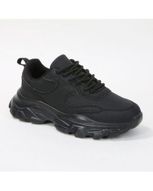 BERNESS Lidia Mixed Material Sneakers - Black