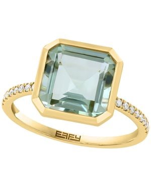 Effy Green Amethyst And Diamond Statement Ring (3-3/8 Ct. T.w. And 1/10 Ct. T.w. - Blue