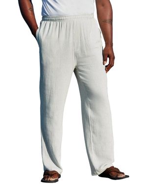 Kingsize Big & Tall Elastic Waist Gauze Cotton Pants - Gray
