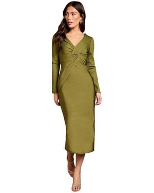Coast Bandage Twist Front V-neck Midi Dress - Green