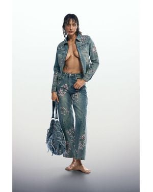 Desigual Embroidered Denim Jacket - Blue