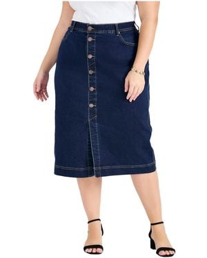 Avenue Plus Size Billy Denim Skirt - Blue