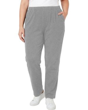 Woman Within Plus Size Within 7-day Knit Straight-leg Pull-on Pants - Gray