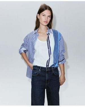 Mango Cotton Striped Shirt - Blue