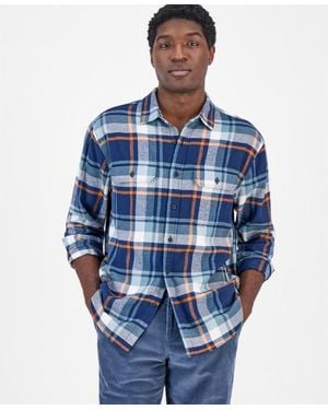 Sun & Stone Sun + Stone Hal Plaid Flannel Shirt - Blue