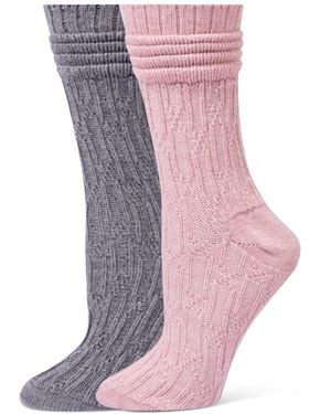 Hue Bubble Cable Boot Sock 2 Socks - Pink
