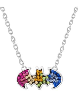 Dc Comics Batman Stainless Steel Crystal Necklace - White