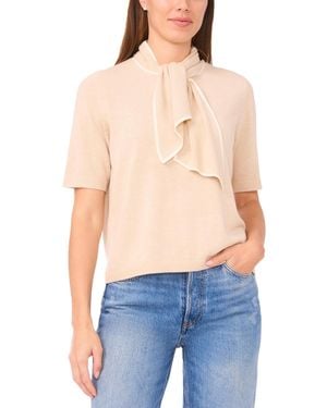 Cece Tipped Tie-neck Pull-on Sweater - Blue