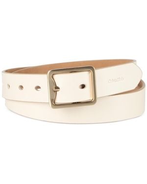 Calvin Klein Forged Center-bar-buckle Dress Belt - Natural