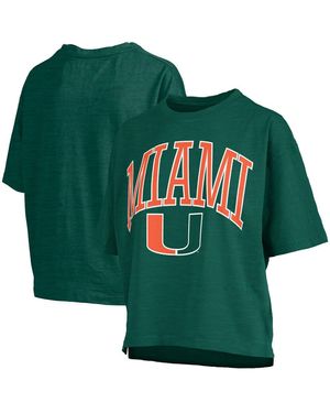 Pressbox Miami Hurricanes Nelson Arch Over Logo Waist Length Oversized Slub T-shirt - Green