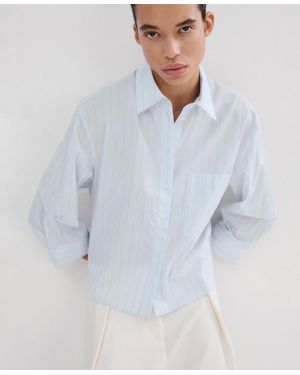 Mango Striped Cotton Shirt - White