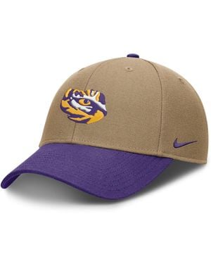Nike And Beige/purple Lsu Tigers Primetime Rise Dri-fit Adjustable Hat