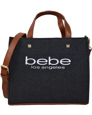 Bebe Rian Canvas Medium Satchel Bag - Black