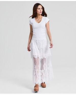 And Now This Lace Tiered Maxi Skirt - White