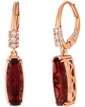 Le Vian Diamond And Garnet Cushion-cut Drop Earrings (1/6 Ct. T.w. Diamond - Red