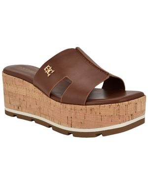 Tommy Hilfiger Heliena Platform Wedge Sandals - Brown